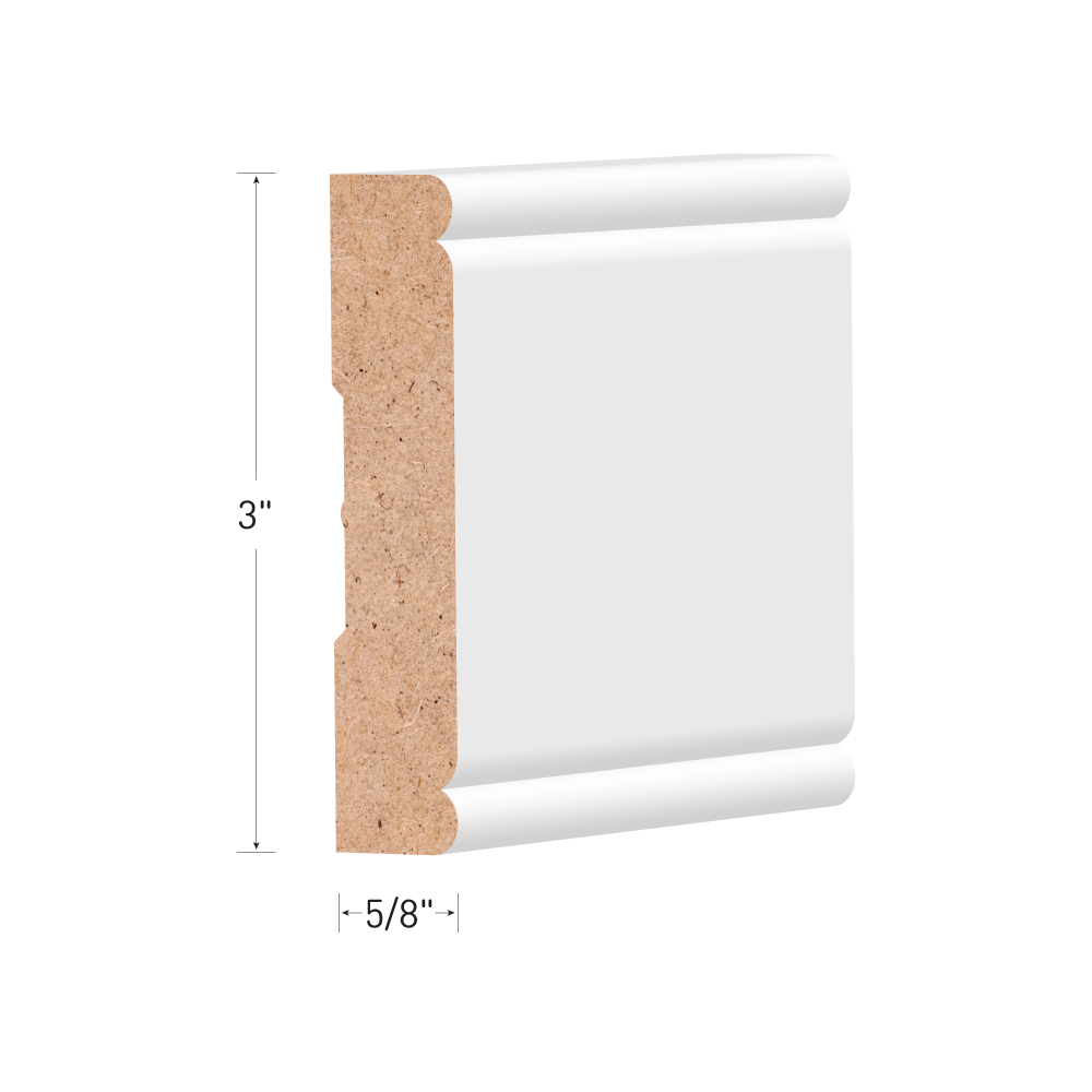 5/8" x 3" x 14' Metrie Complete® Polar White Painted MDF Casing 1329030