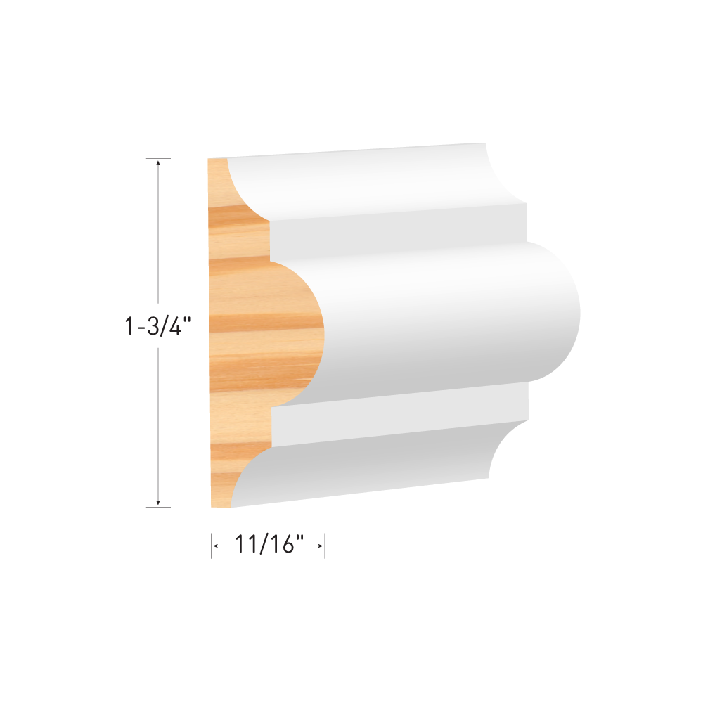 11/16 x 1-3/4 x 16' Primed Fingerjoint Pine Flat Astragal - 1382497